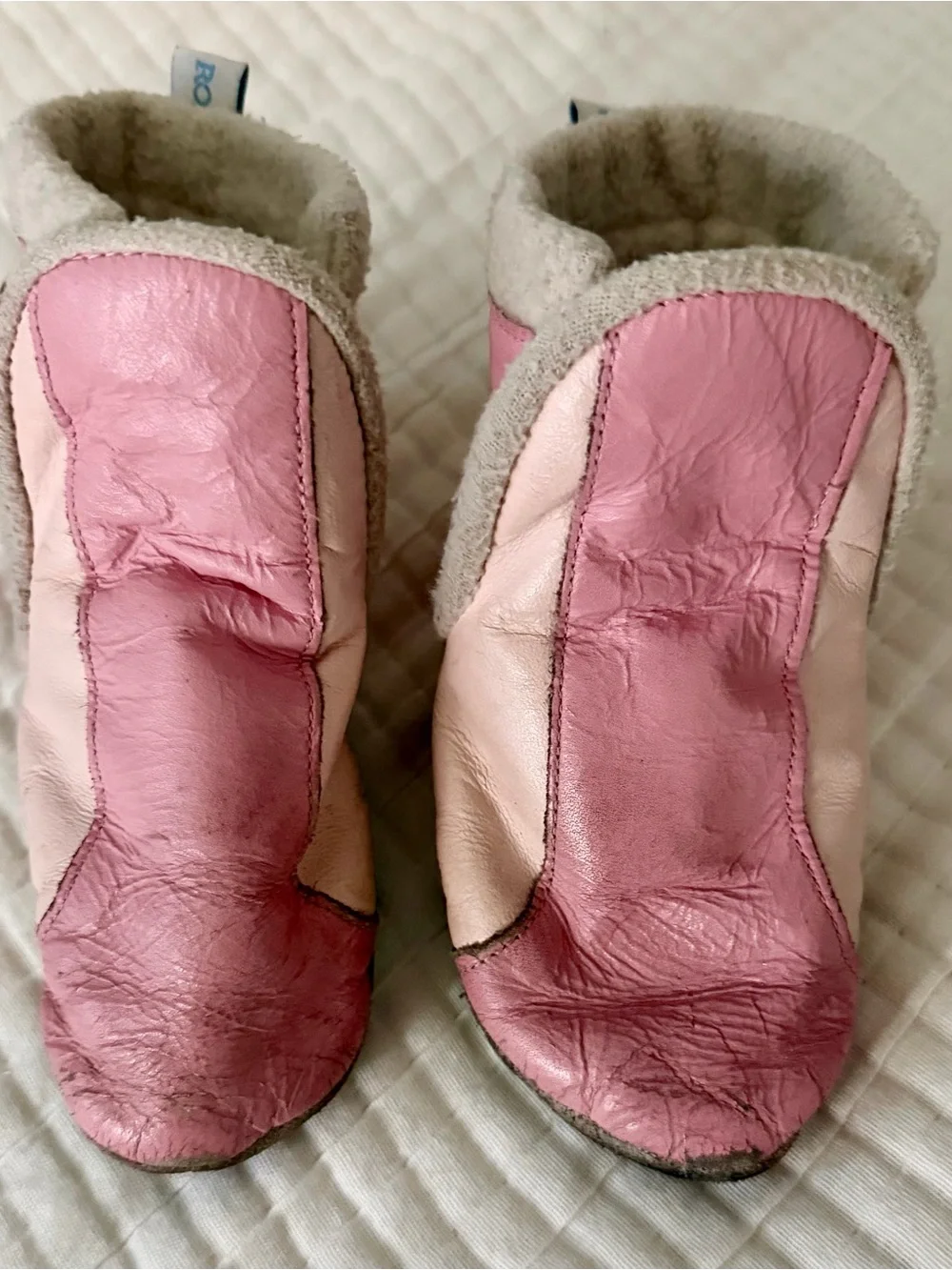 Robeez Pink Leather Baby Shoes 6-12M Soft Sole